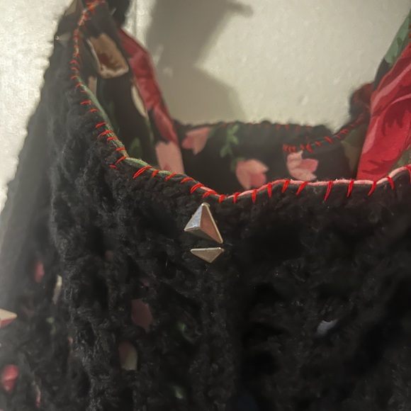 Chic Black Woven Shoulder Bag crochet tote bag - Picture 3 of 5